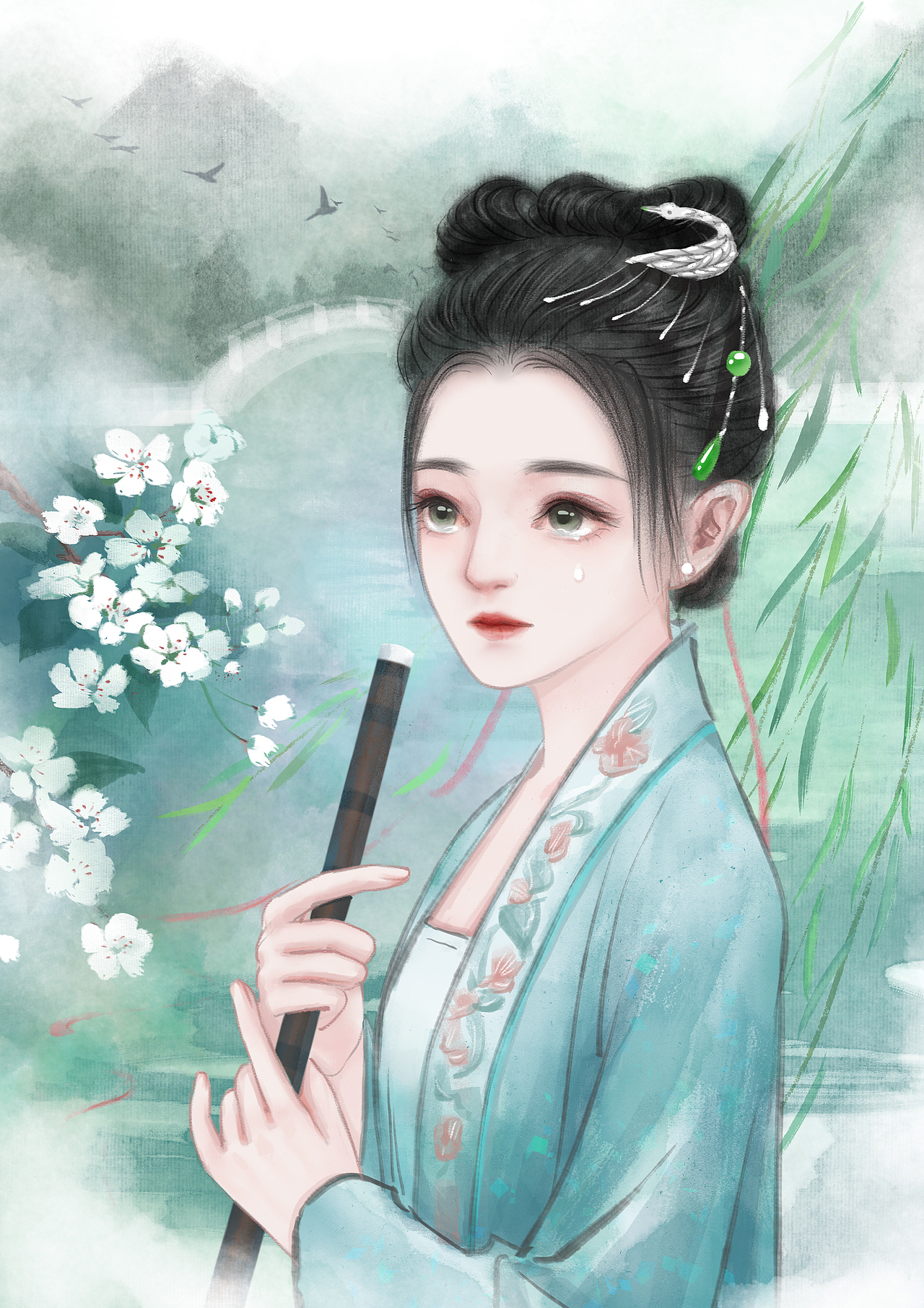 三月芳菲看欲暮,胭脂泪洒梨花雨