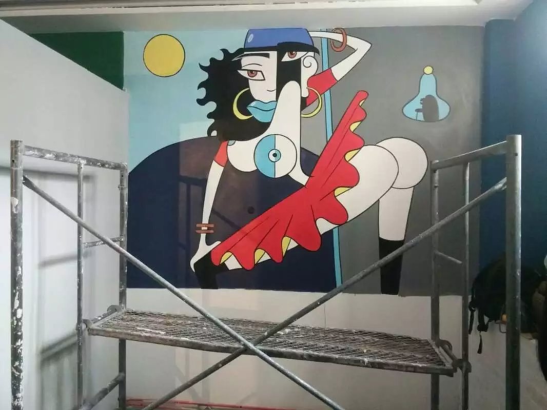 阿杜手绘速写肖像画墙绘手绘墙涂鸦墙体彩绘美术培训