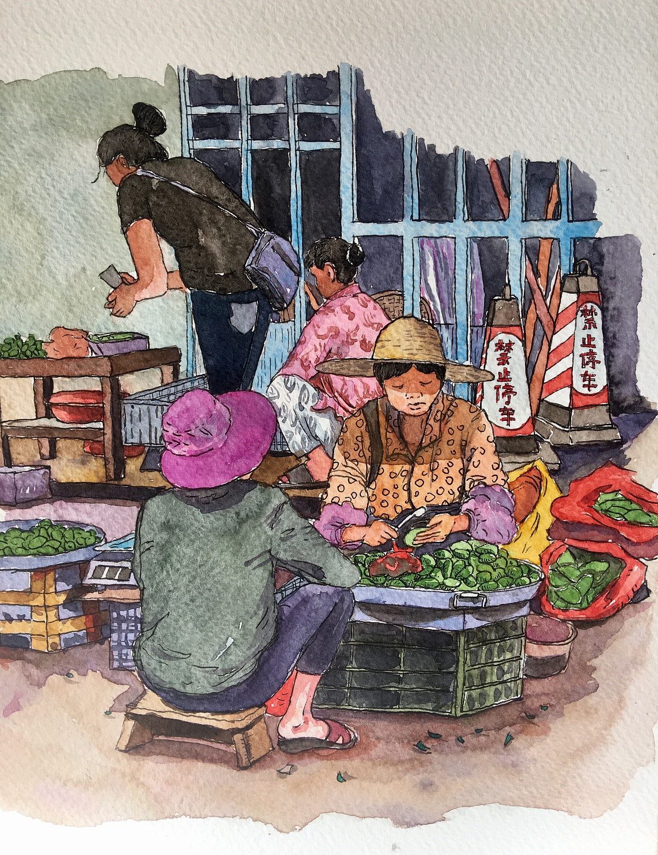 我的菜市场系列|插画|创作习作|z05215017_原创作品-站酷zcool