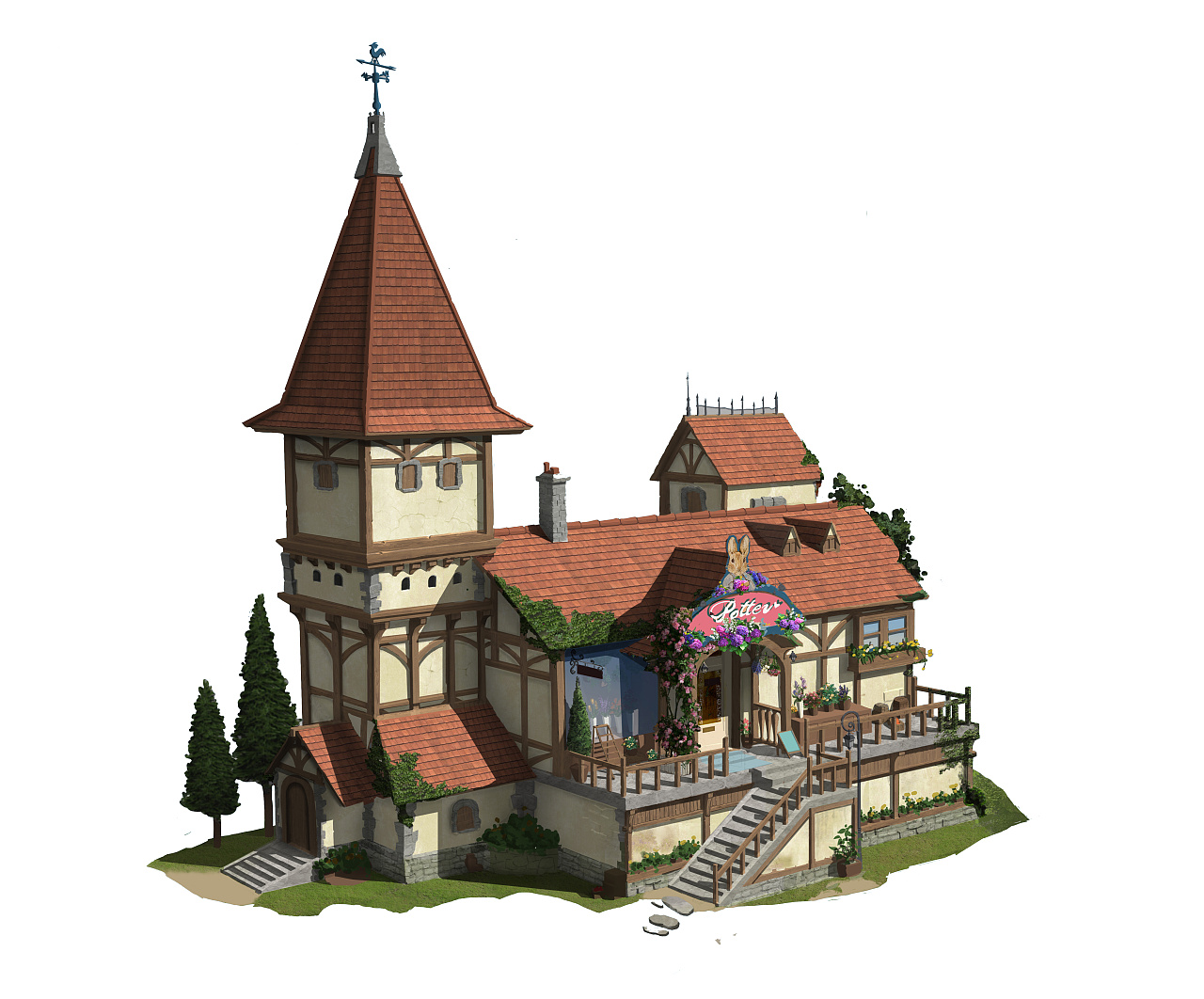 【铁皮人cg艺术】场景班学生单体建筑练习(非商用) |插画|创作习作