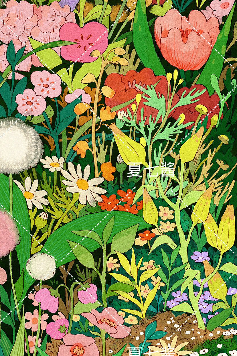 四季盛宴-春（图ZMzUxNTEzODQ0） - 艺术插画 - 站酷设计师夏七酱77原创素材 - 站酷ZCOOL