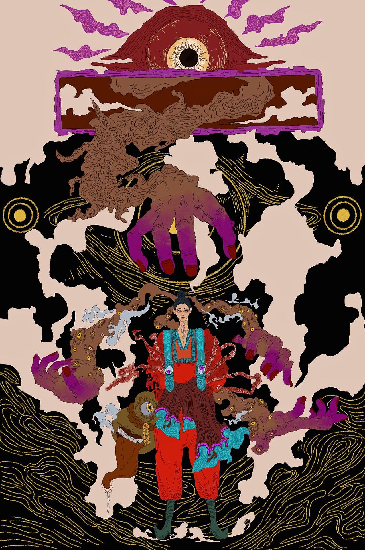 原创插画——《百目鬼寄生体》