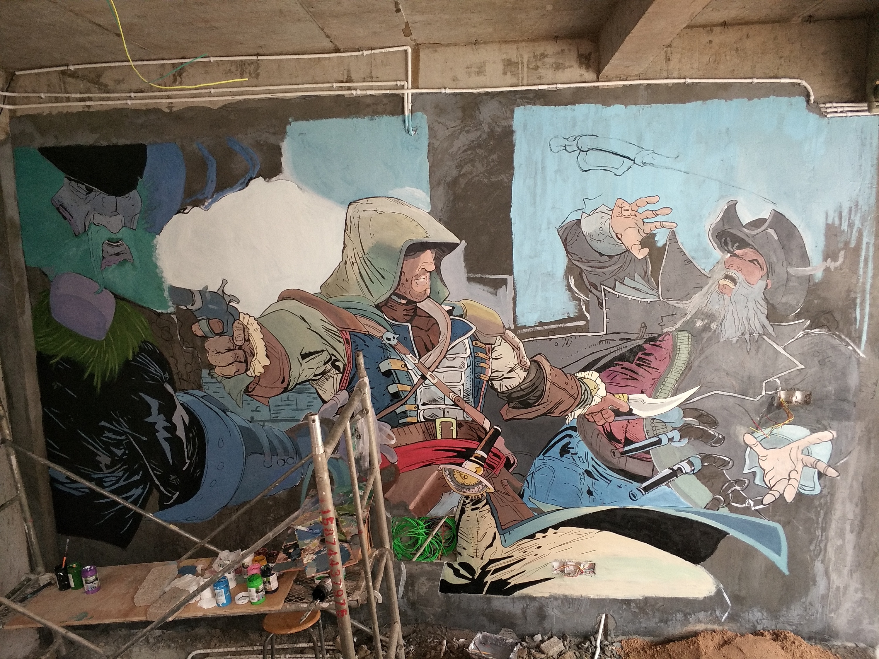 张家界客栈手绘墙(临摹大师的作品)