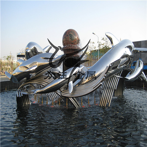 小区广场大型水景镜面抽象摆件 不锈钢雕塑