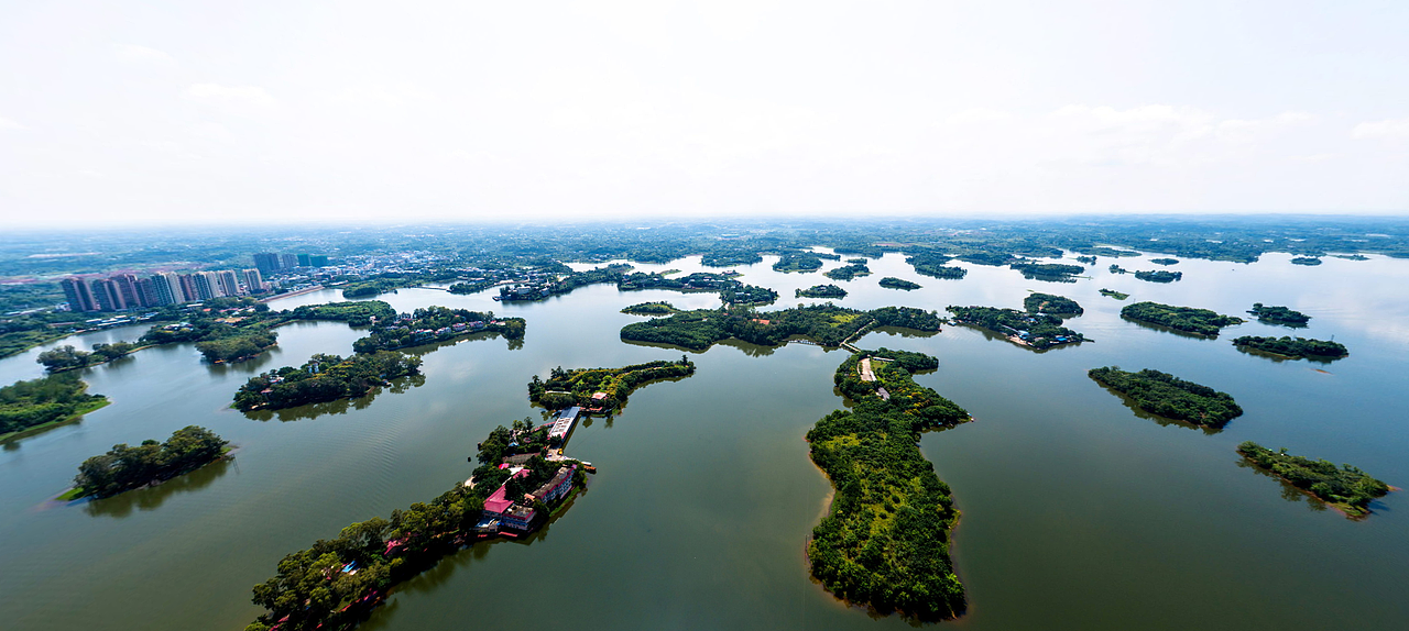 航拍三岔湖全景