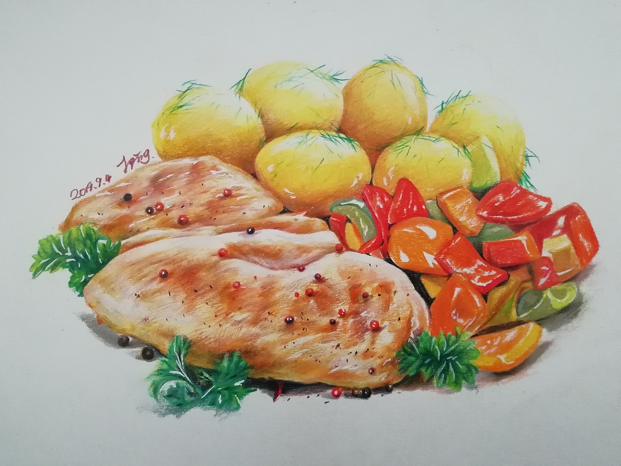 彩铅手绘食物练习（图ZMTc1MjUxNTky） - 创作习作 - 站酷设计师鱼阿咦原创素材 - 站酷ZCOOL