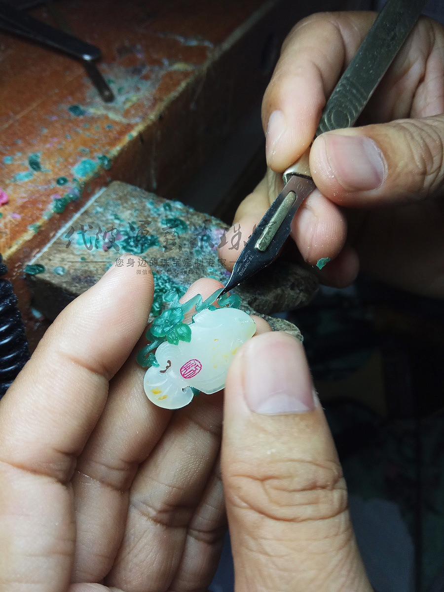 珠宝定制,和田玉镶嵌设计,代波军艺术珠宝作品,雕蜡图