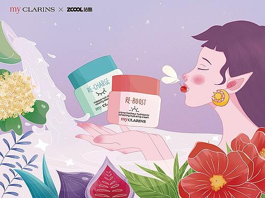 #my CLARINS寻找天然好食肌#——精灵少女的美肌秘密（个人主页-ZNTk0MzU4MDA=） - 海报 - 站酷设计师L晶L原创素材 - 站酷ZCOOL