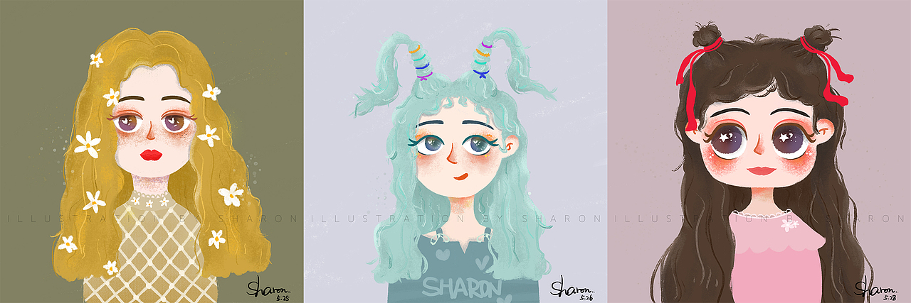 大长卷创意女孩×3