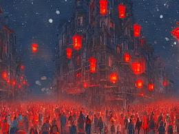 #AI创作实验室#街景,古代,夜晚,红灯笼,人群,热闹