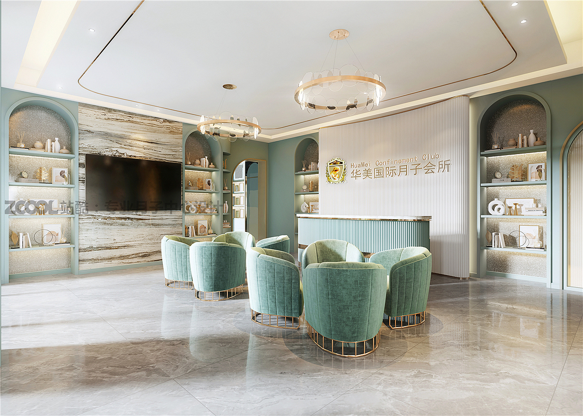 ▲ 华美国际月子会所设计 / 月子中心大厅设计效果图