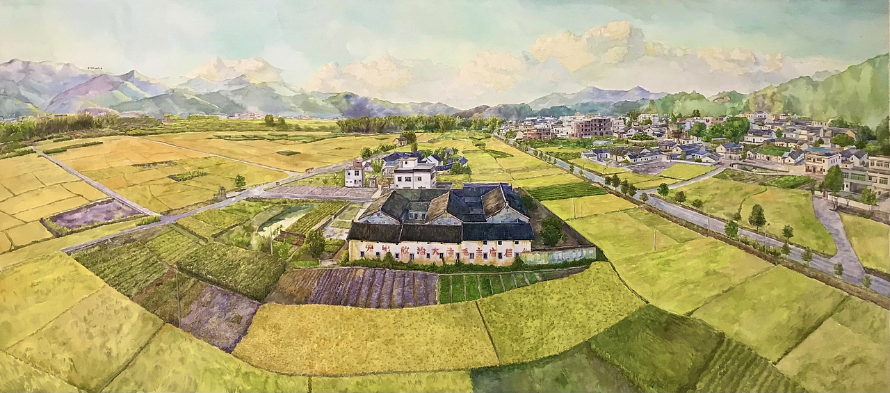 客家文化，围龙屋（图ZMzM3MTIyMTgw） - 艺术插画 - 站酷设计师只会画车的男孩原创素材 - 站酷ZCOOL