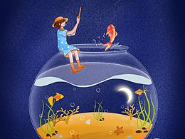 藍(lán)色白花裙女孩