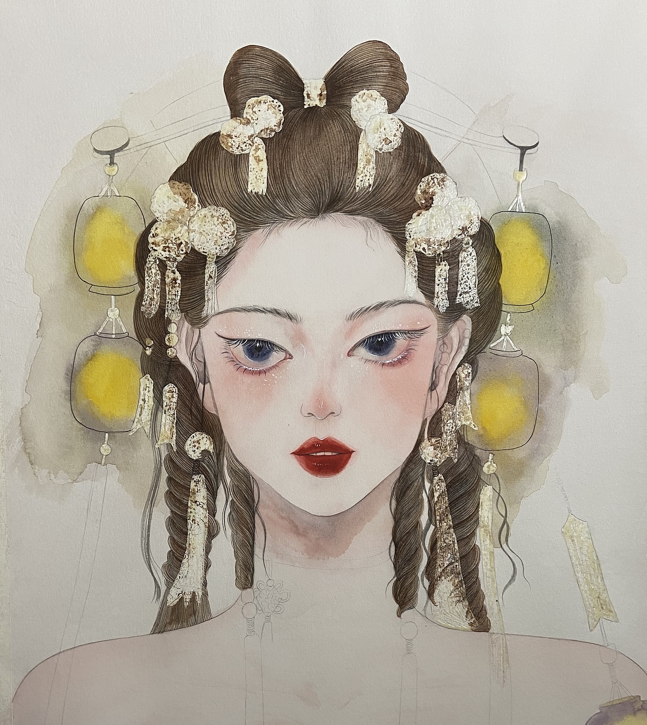 水彩插画|古风  醉卧美人膝,醒掌天下权