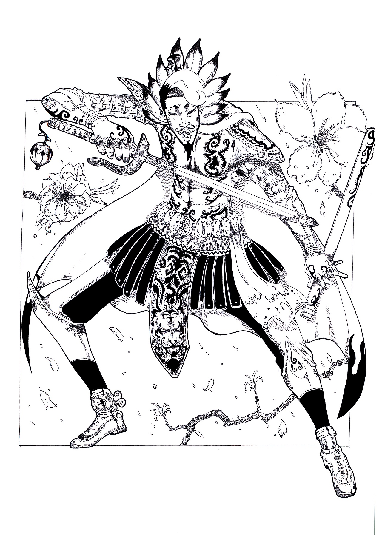 原创三国人物黑白插画（图ZNTI3MjU5ODA=） - 创作习作 - 站酷设计师小麦一味原创素材 - 站酷ZCOOL