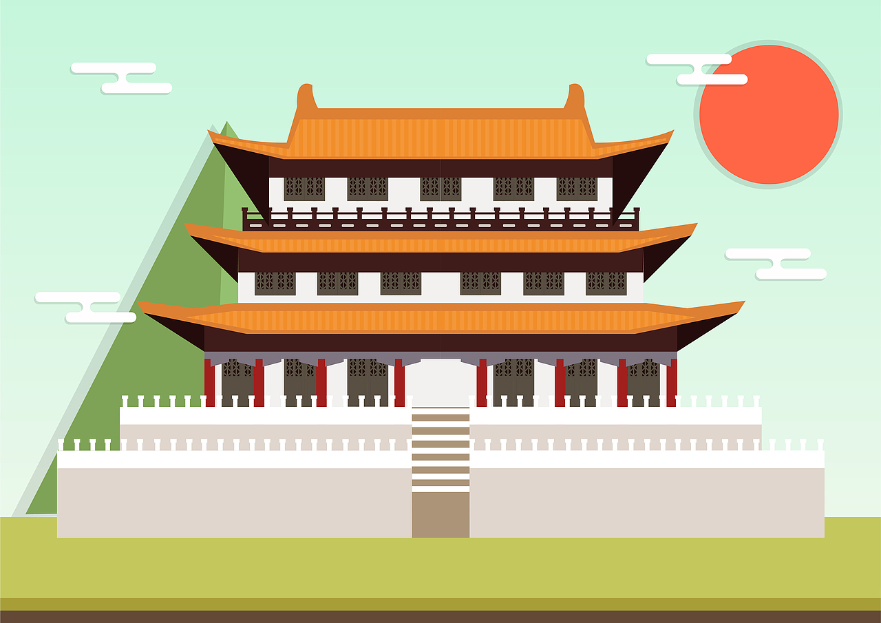 许昌地标建筑系列扁平化插画