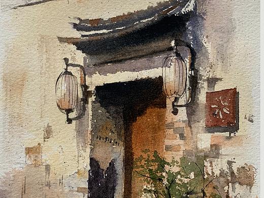 夏宇航水彩画《老门东一角》
