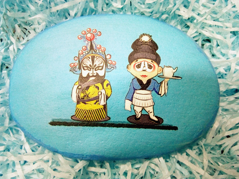 石头绘画 京剧人物小石头