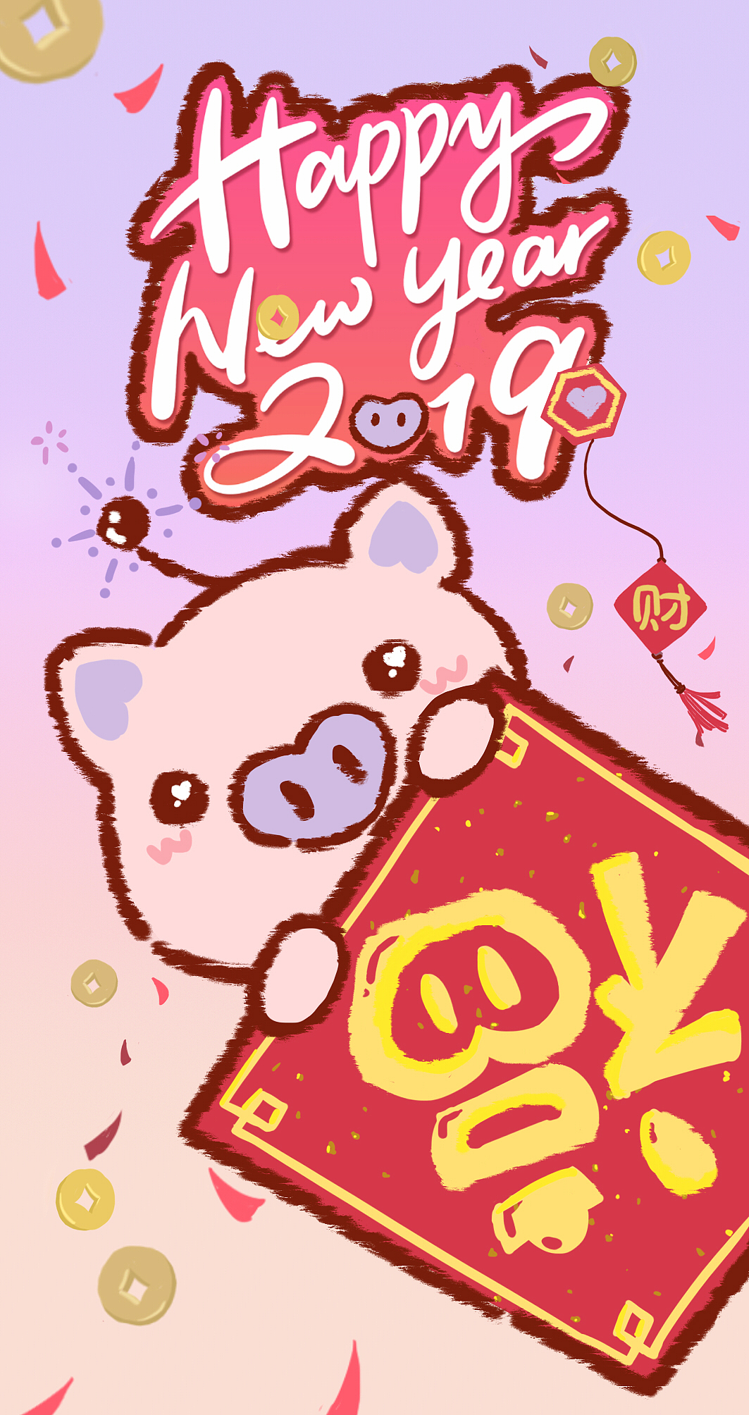 2019-猪年新年壁纸-嘟嘟（图ZMTQxNDAxMjA4） - 艺术插画 - 站酷设计师Wen逗樂樂原创素材 - 站酷ZCOOL