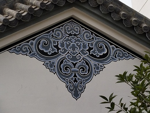 白族民居白族文化墙体彩绘山墙花纹制作