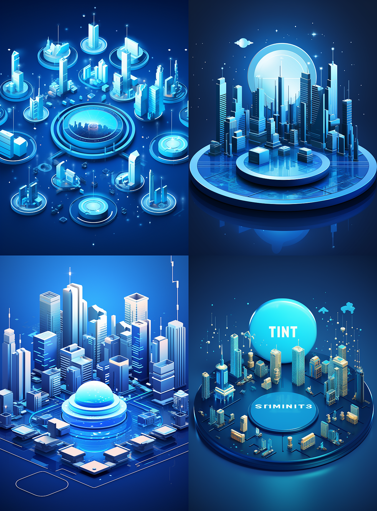 AI绘画科技感图标、背景素材