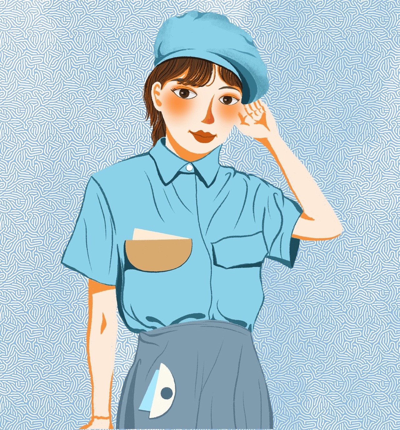 一组戴帽子头像绘画