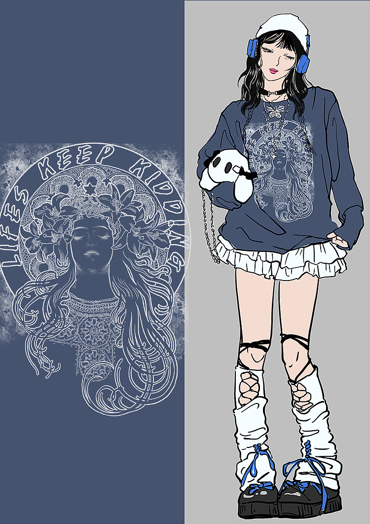 暗黑系服装织物印花图案