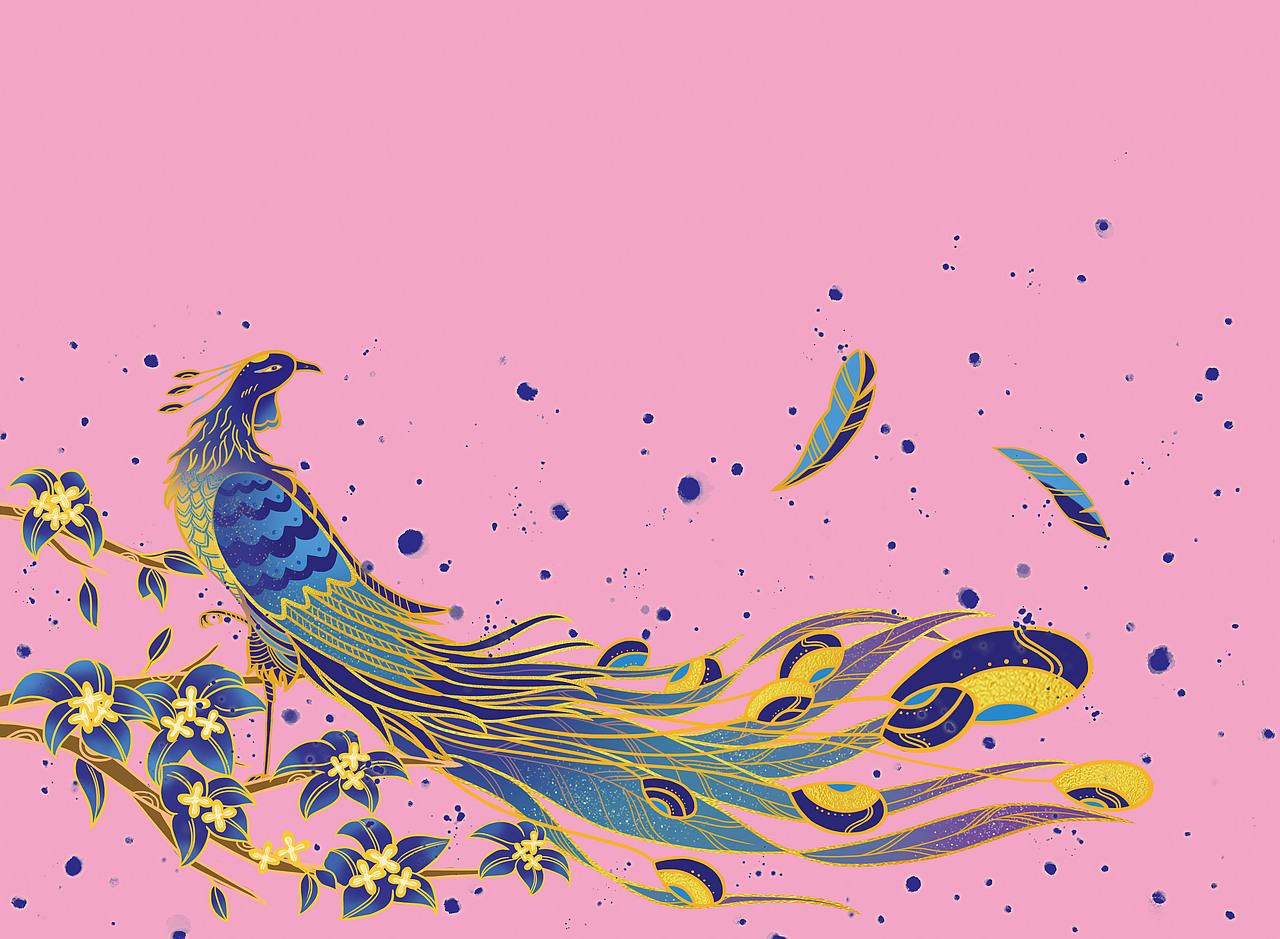 国潮风插画三潭 凤凰