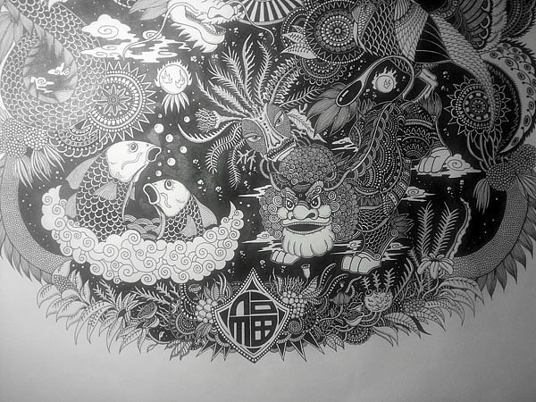 2开大画《最炫中国风》附绘制过程（图ZMTc0MjI3NDA=） - 新锐潮流插画 - 站酷设计师墩小贤原创素材 - 站酷ZCOOL
