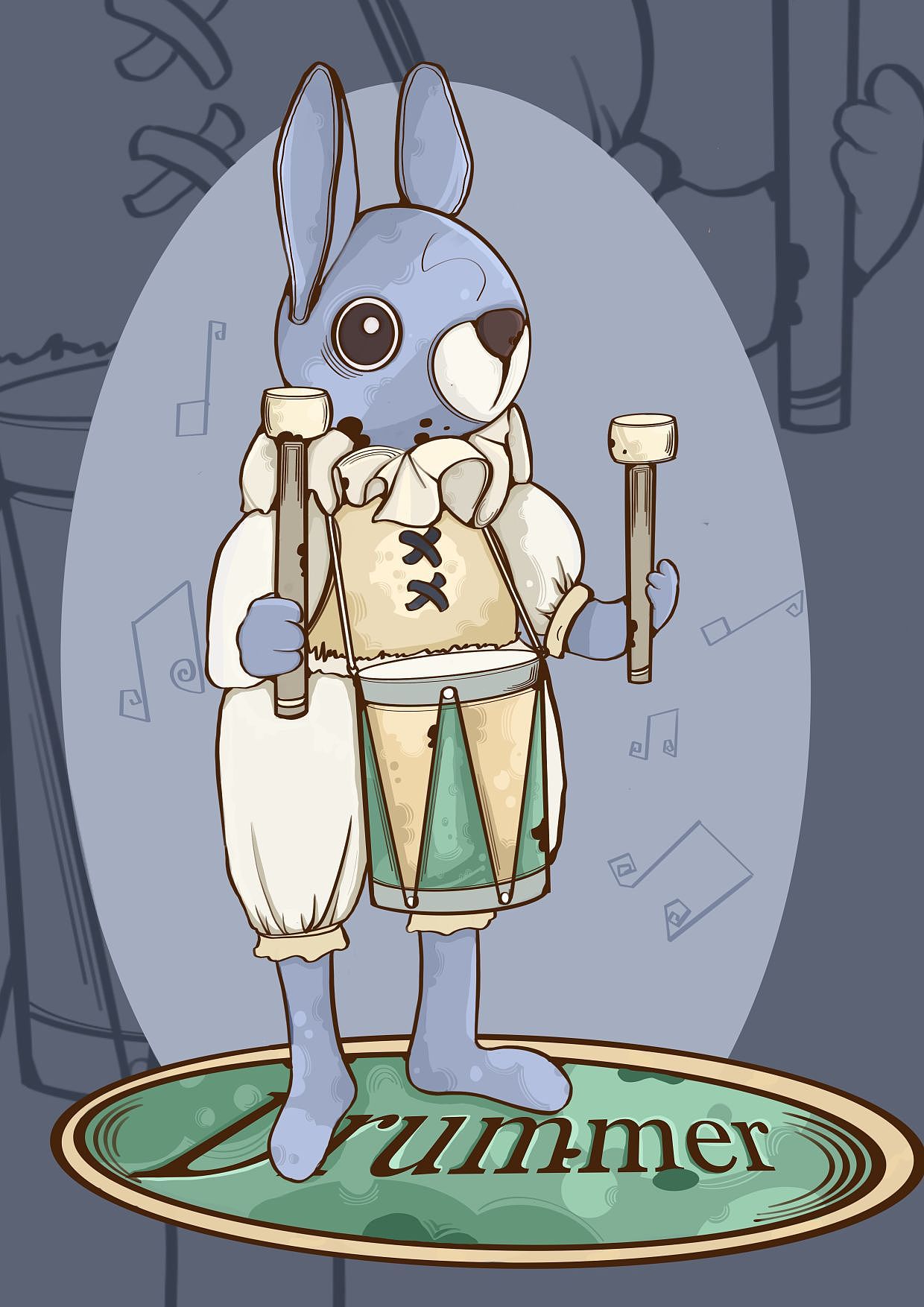 «兔子鼓手»（图ZMzQ1MTU1NDY4） - 游戏原画 - 站酷设计师小花和蓝莓原创素材 - 站酷ZCOOL