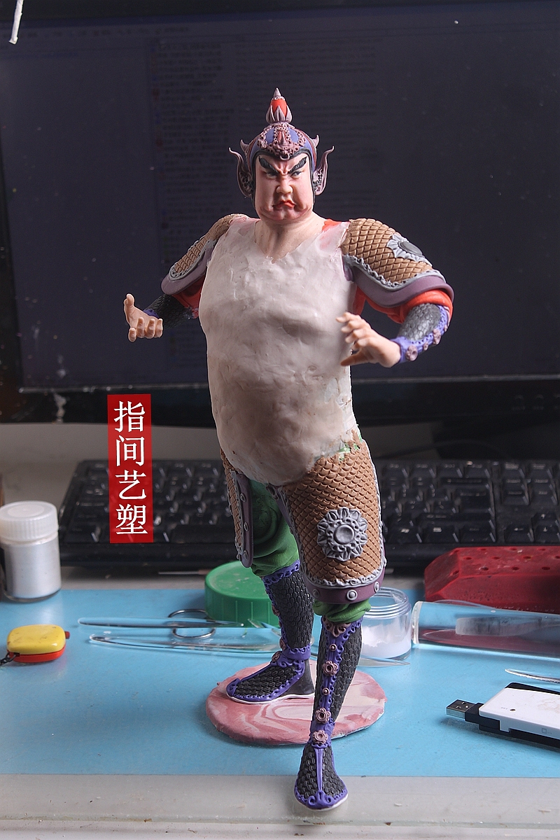 贺加贵面塑软陶(韦陀菩萨 )(图ZNzY4MDM4NDA=) - 手办/模玩 - 站酷设计师贺加贵3D翻糖原创素材 - 站酷ZCOOL