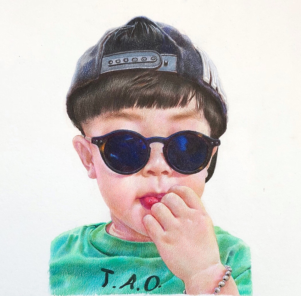 彩铅人物肖像-宝宝与大叔