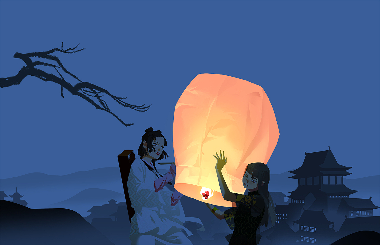 《祭月》中秋贺图（图ZMTc2Mzk0NTg0） - 艺术插画 - 站酷设计师洛洛洲原创素材 - 站酷ZCOOL