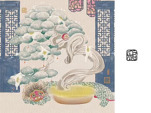 原创插画3幅|翠泊图/虎头虎脑/过沪水|Toni杨|中国元素