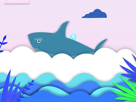 海灘鯊魚(yú)剪紙（個(gè)人主頁(yè)-ZMzQwMjA5MzI=） - 海報(bào) - 站酷設(shè)計(jì)師千百沫原創(chuàng)素材 - 站酷ZCOOL