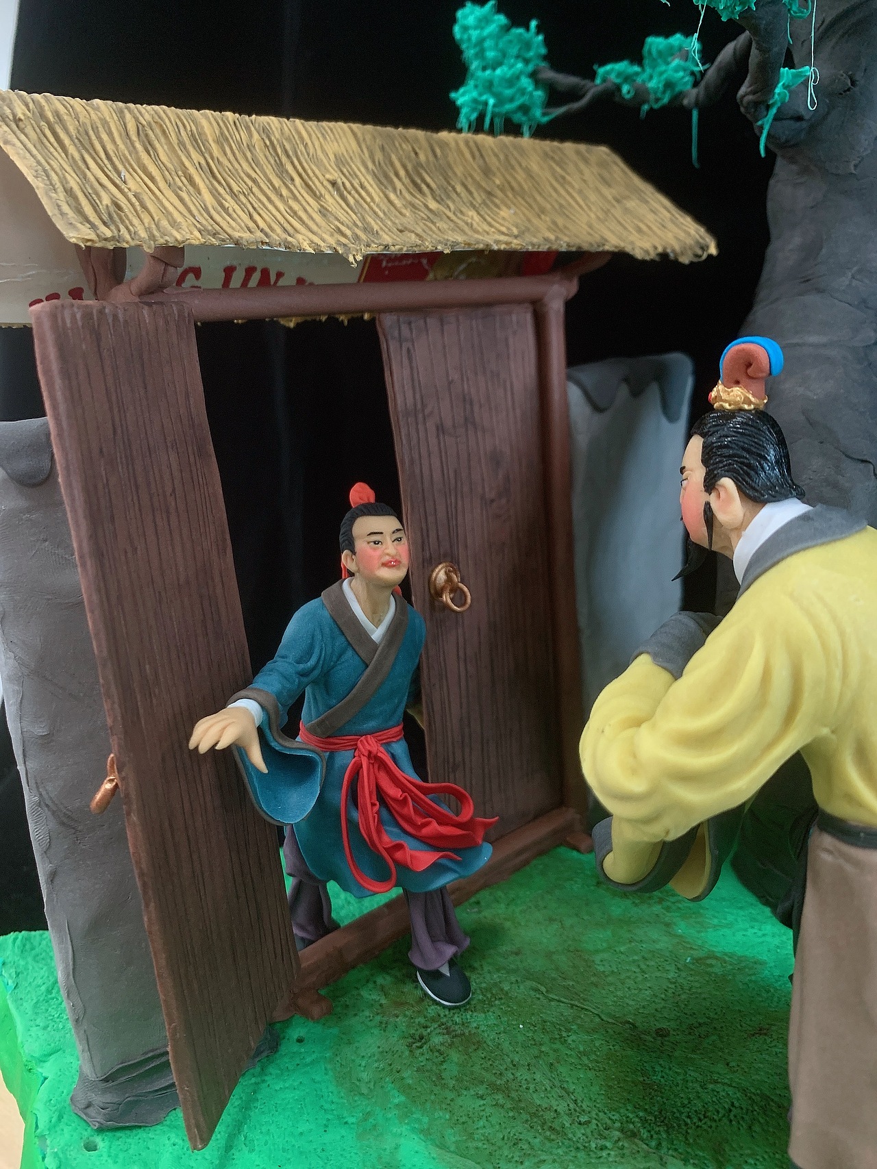 康健面塑作品《三顾茅庐》