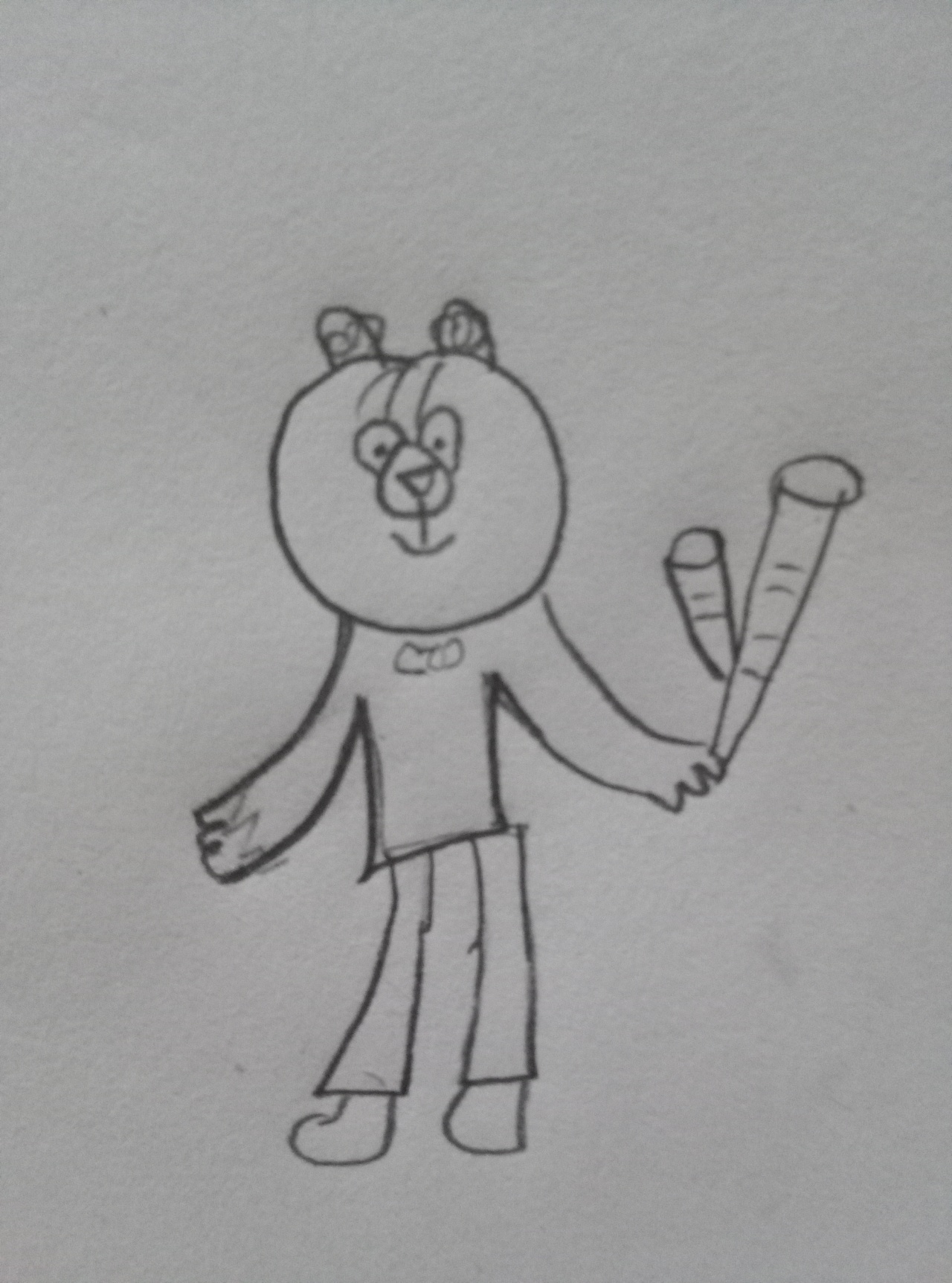 孩子画的熊猫抱竹