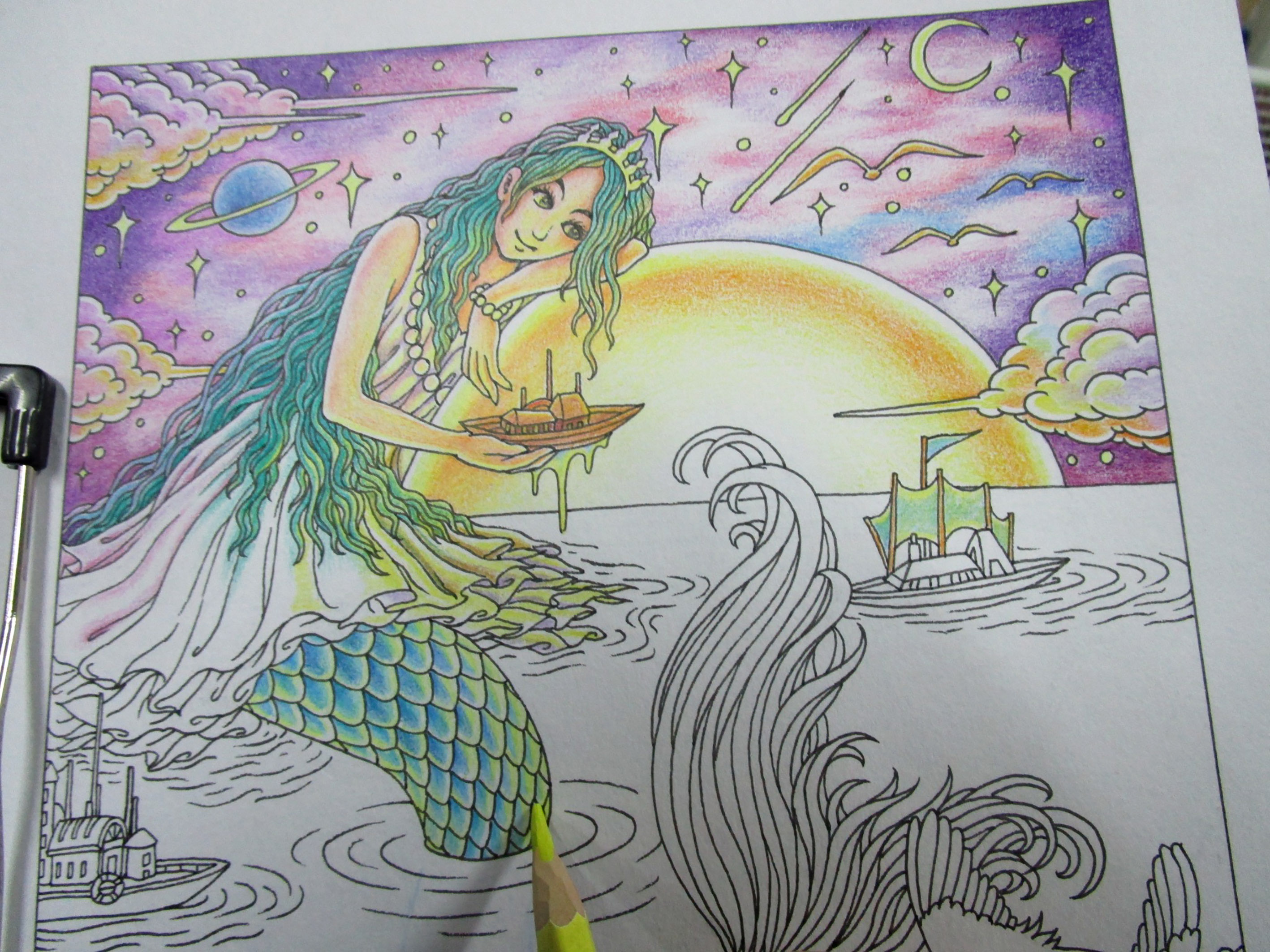 海的女儿彩铅画图片