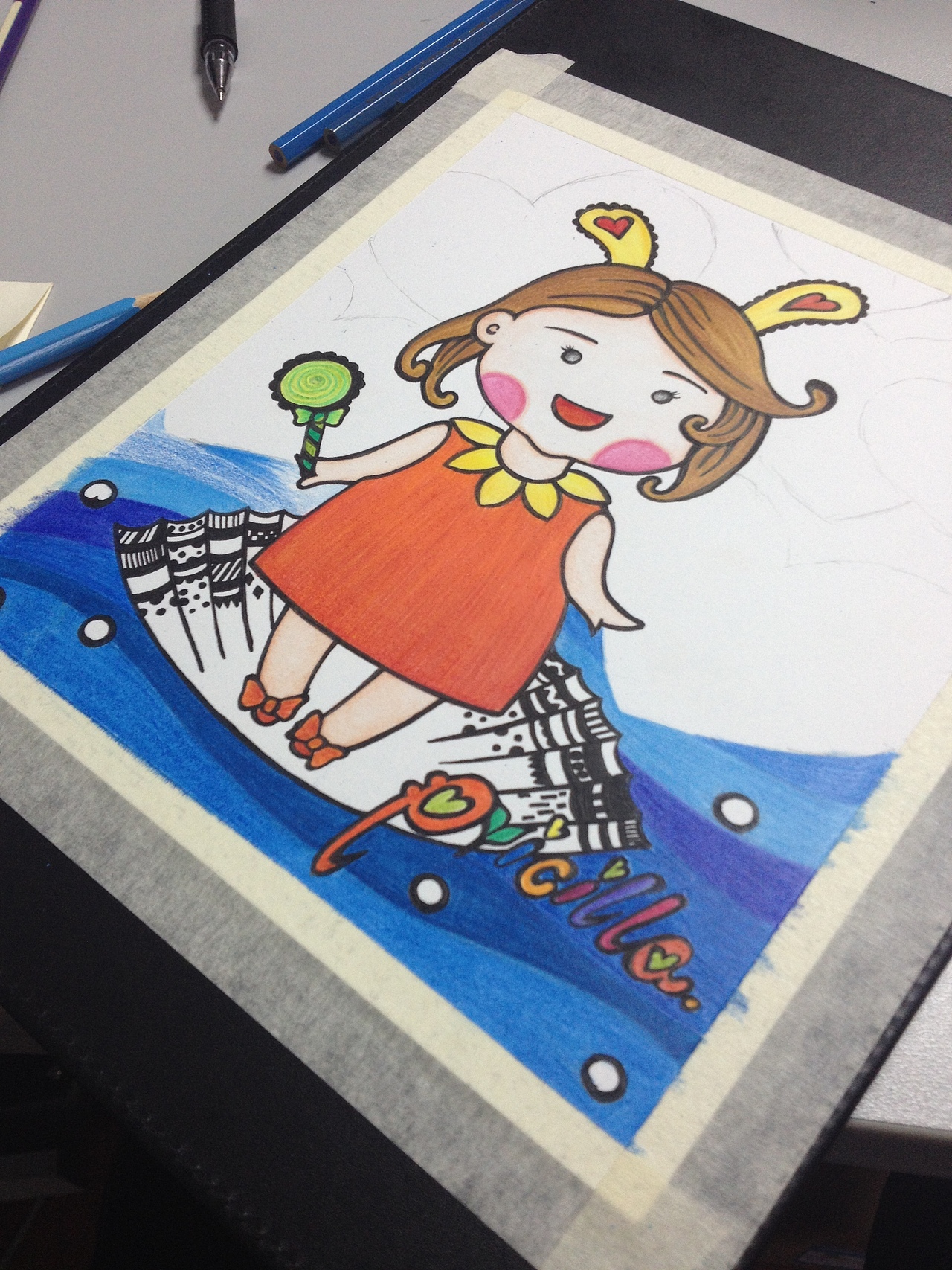 pricilla海的女儿手绘彩色铅笔习作