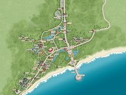 海南三亚景区手绘地图导览制作设计