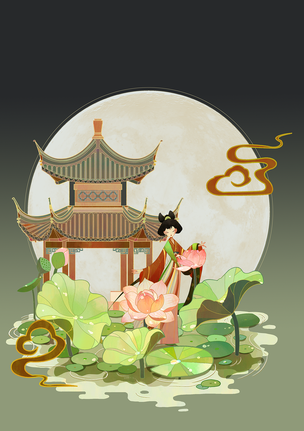 国潮风-荷塘月色