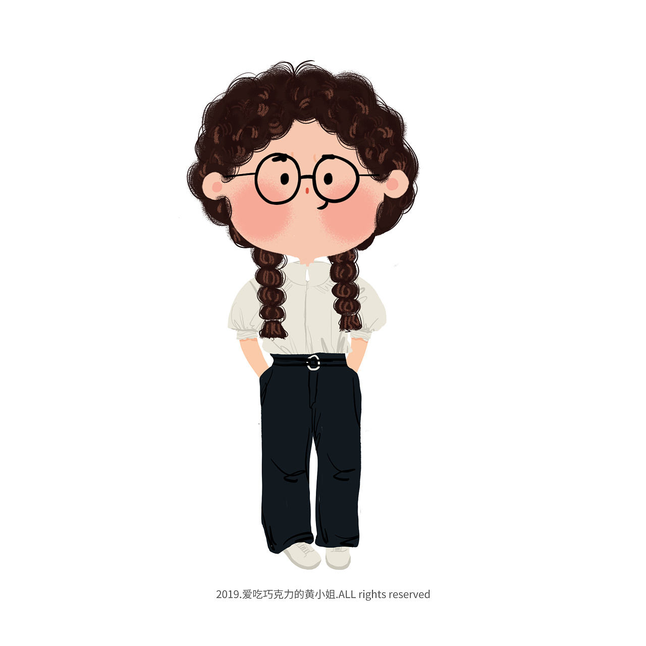 一月每日一涂的爆炸头女孩