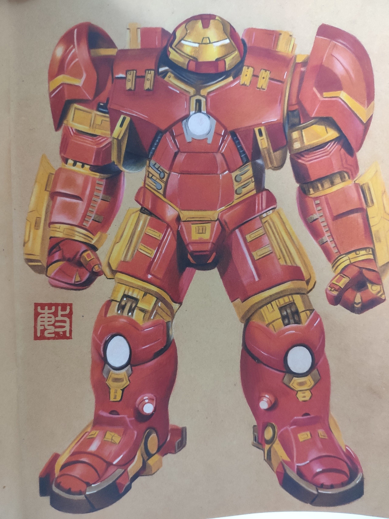 彩铅,钢铁侠,反浩克装甲.