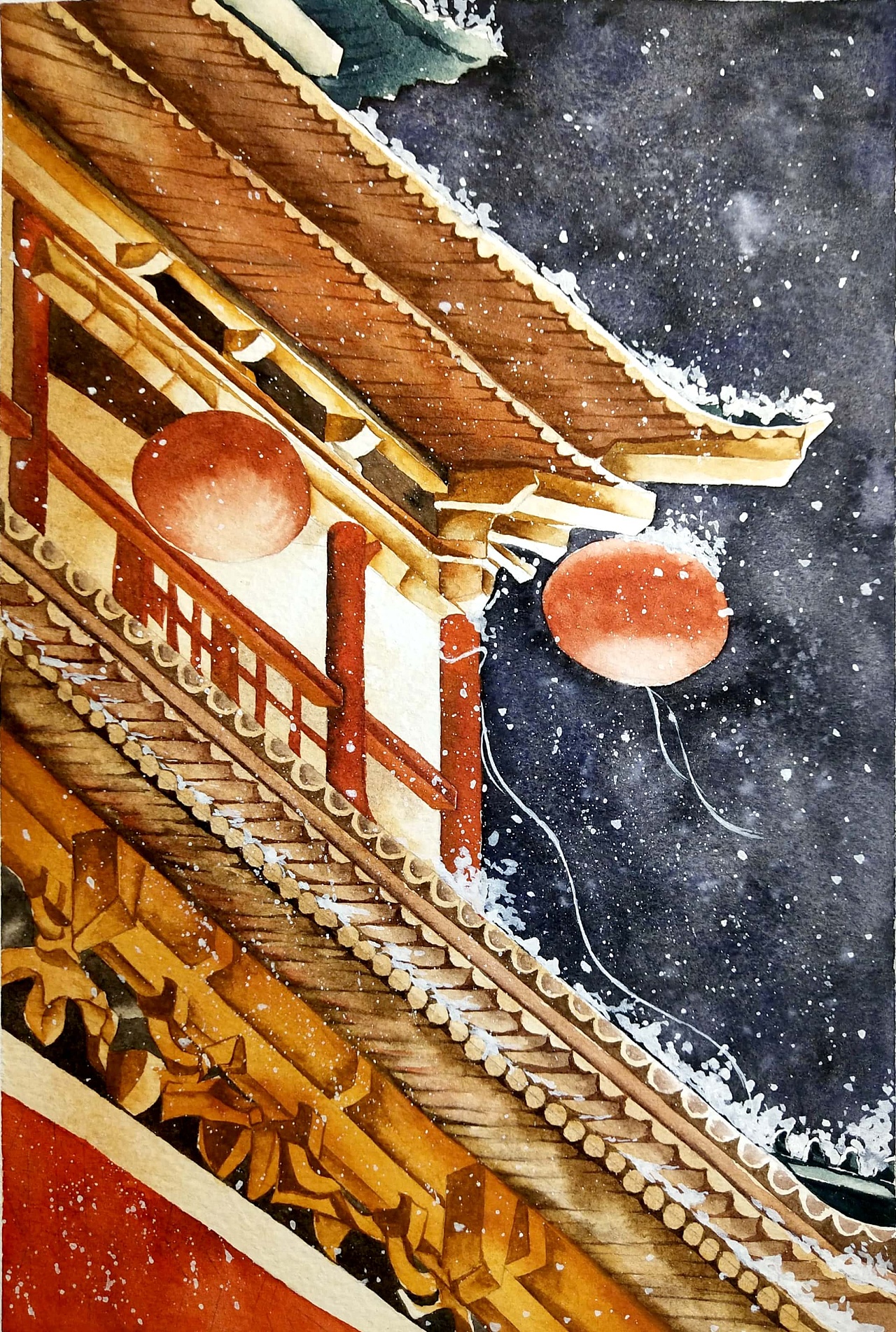 过年了哇—古风水彩|插画|创作习作|今天画画了吗a - 原创作品 - 站酷