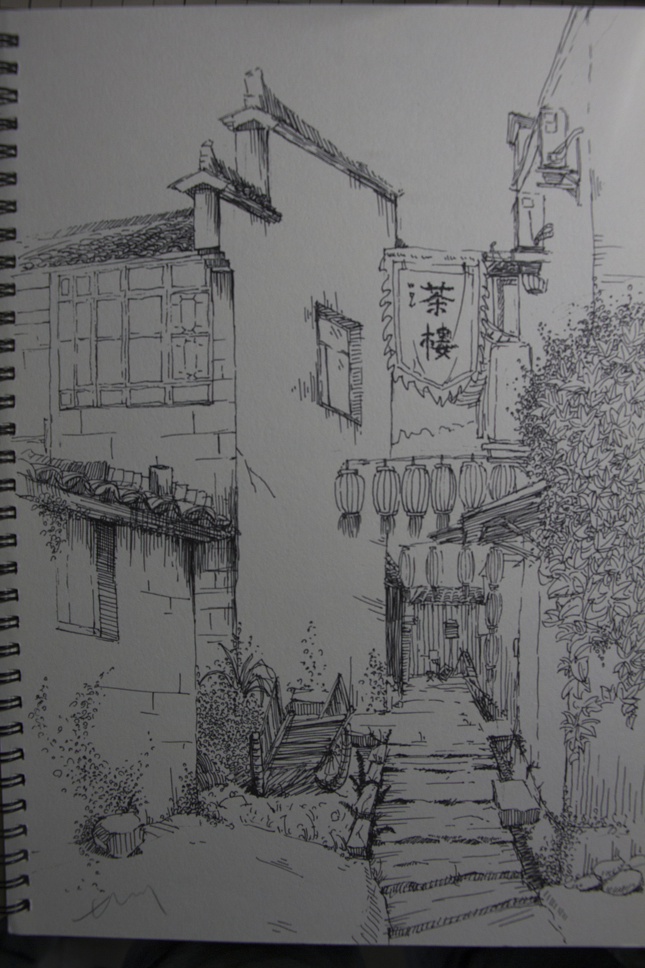 大学时期的黄山写生