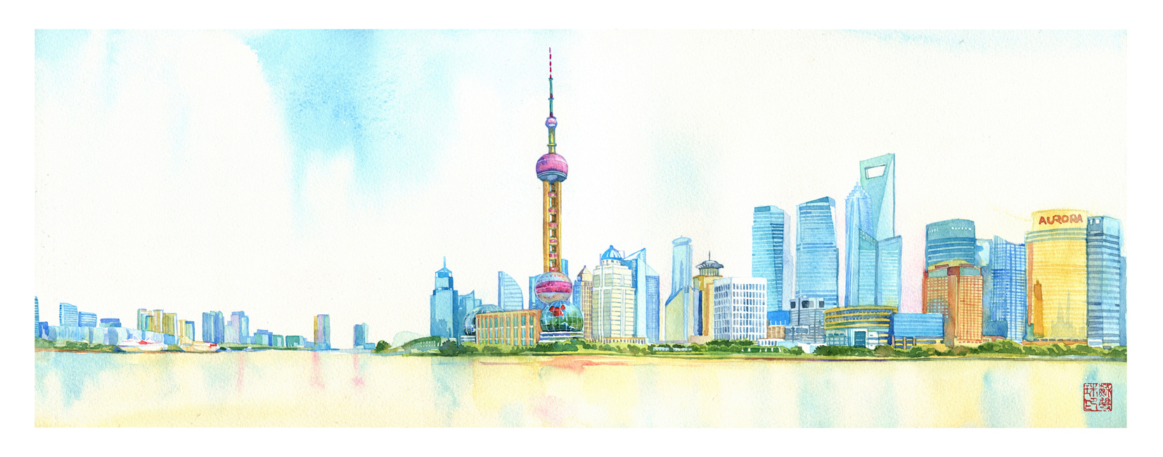 手绘城市系列《新版上海》