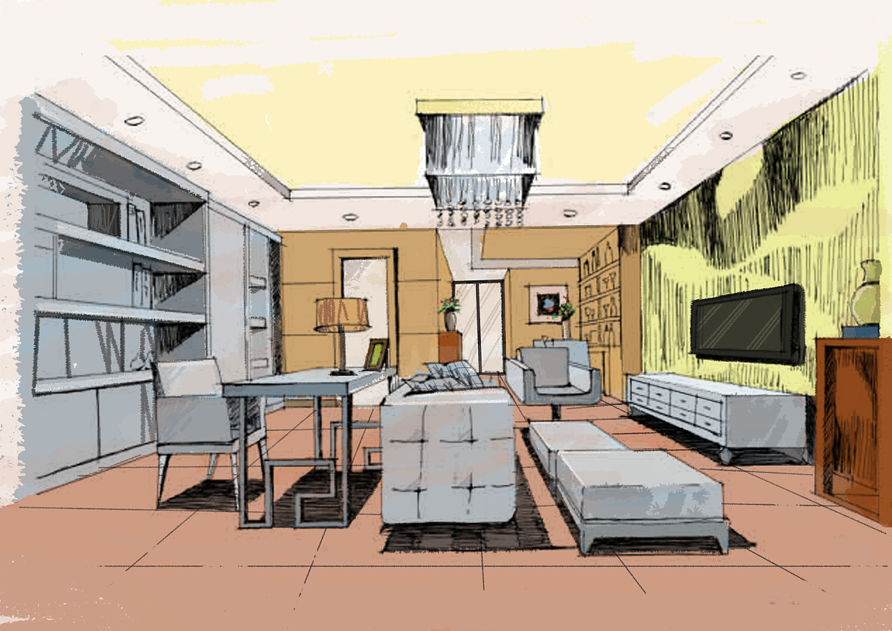 室内手绘|空间|家装设计|绘聚设计教育 - 原创作品 - 站酷 (ZCOOL)