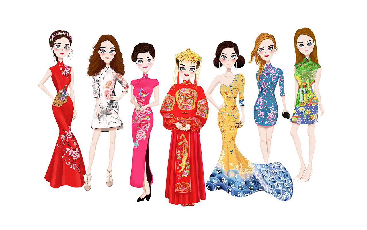 旗袍插画