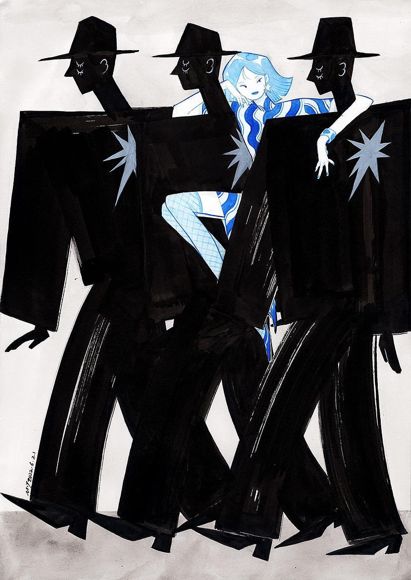 蓝黑狂想曲1（图ZMzUyMTQzNTky） - 艺术插画 - 站酷设计师MY蚂蚁原创素材 - 站酷ZCOOL