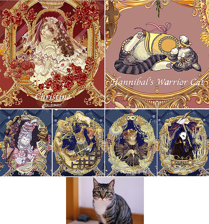 The Phantom Cats of the Opera 歌剧魅影猫柄图（图ZNTcxNTQ1MDg=） - 其他服装 - 站酷设计师钟鲤蔓原创素材 - 站酷ZCOOL